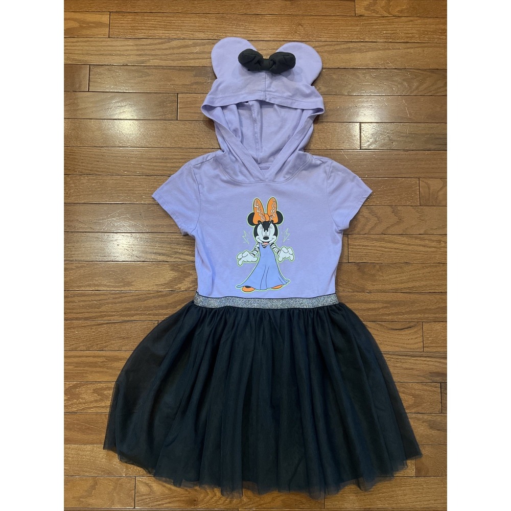 Disney Minnie Mouse Girls S 6-6X Lavender Hooded Tulle Dress Halloween Costume